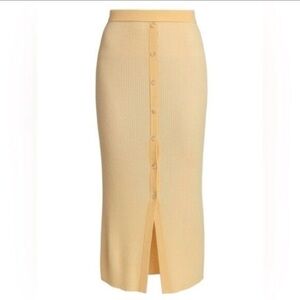 EUC NAADAM- Yellow Silk and Cashmere Knit Ribbed Skirt. Size L